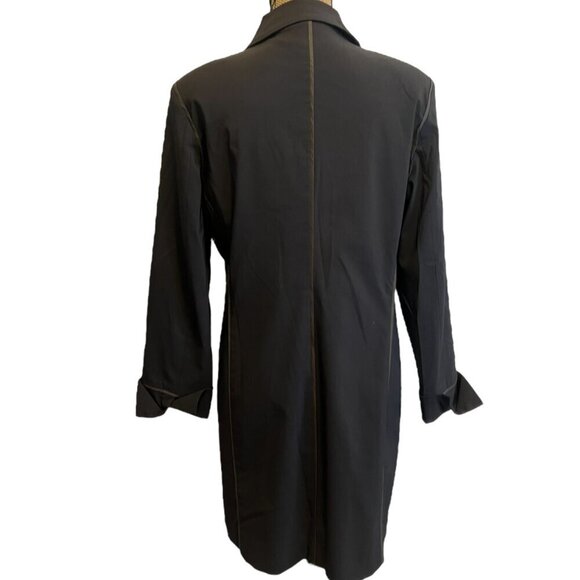 Veronika Maine Neutral Gray Minimalist Long Trench Coat Size 10 - Picture 4 of 9